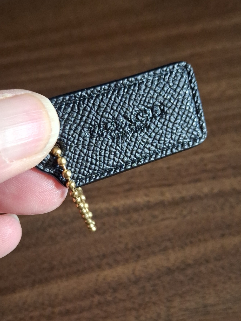 Coach Hang Tag Black Gold Ball Chain Like New